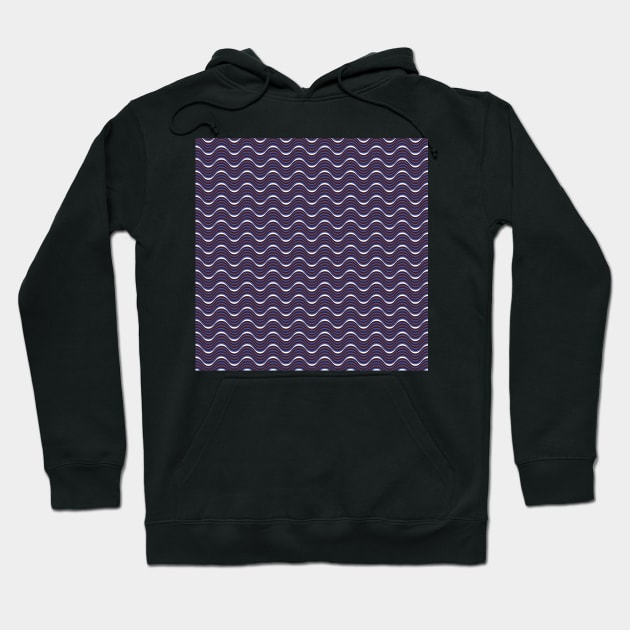 Dark Blue Black Wavy Lines Pattern Hoodie by 2CreativeNomads